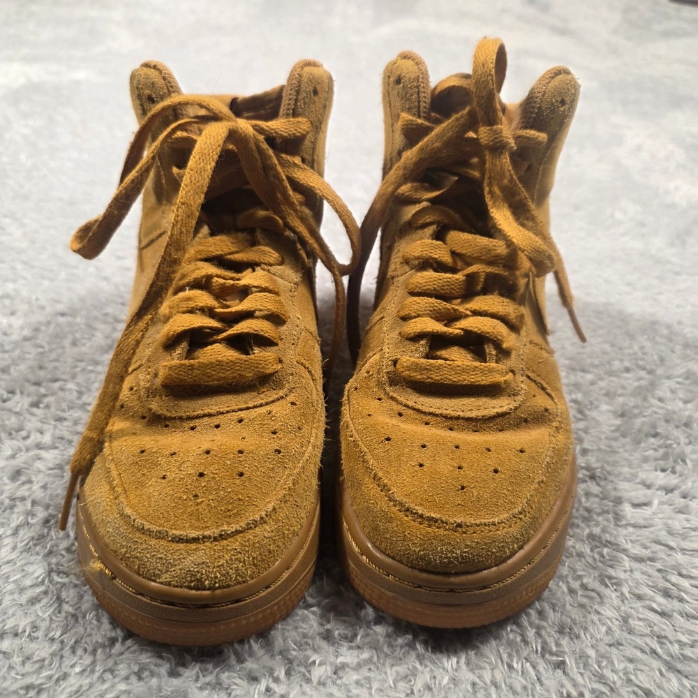 Nike Air Force 1 High WB Youth 4.5Y‎ Wheat Suede Brown Good Condition 807617-701